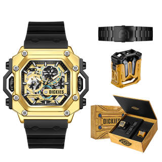 Dickies Wrist Watches Mechanical Movement Silicone Strap Skeleton Dial Men's Watches Classic Box
