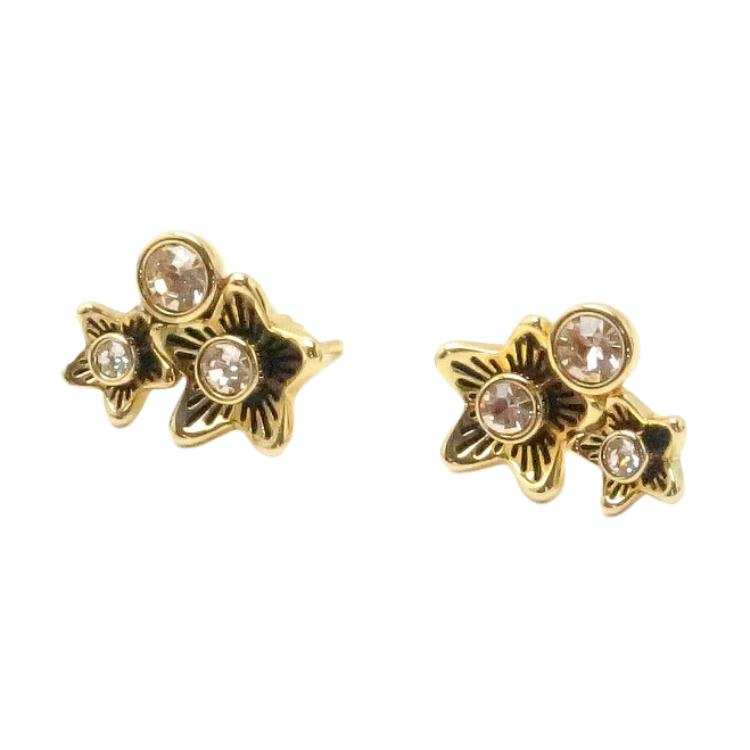 COACH Metal, Rhinestone Earrings Women's Gold