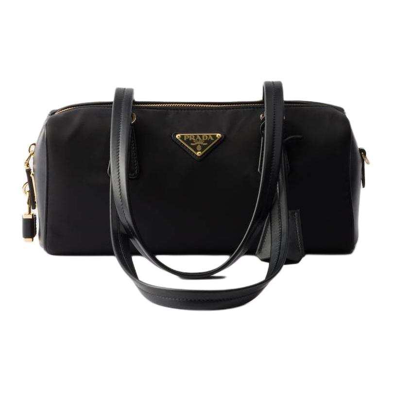 PRADA Re Nylon Recycled Nylon With Leather Handbag, Shoulder Bag Medium Women's Black