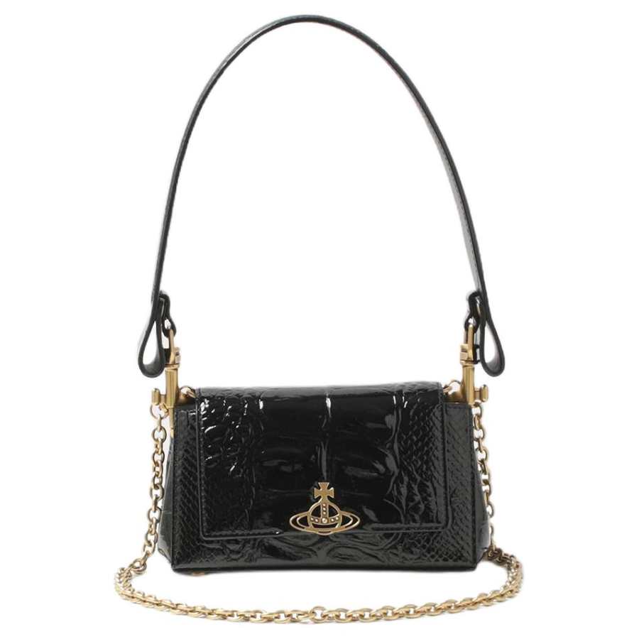 Vivienne Westwood HAZEL Cow Leather Shoulder Bag, Crossbody Bag, Handbag Small Women's Black