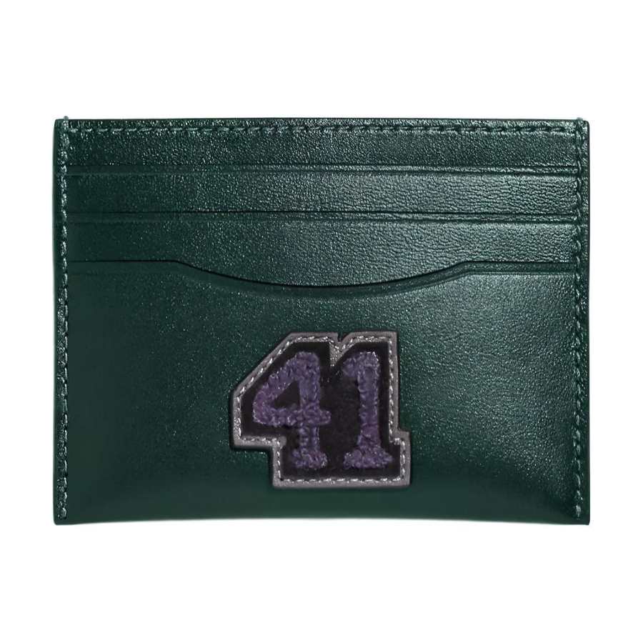 COACH BOX Glove Tanned Leather Business Card Holder Mini Men's Dark Green