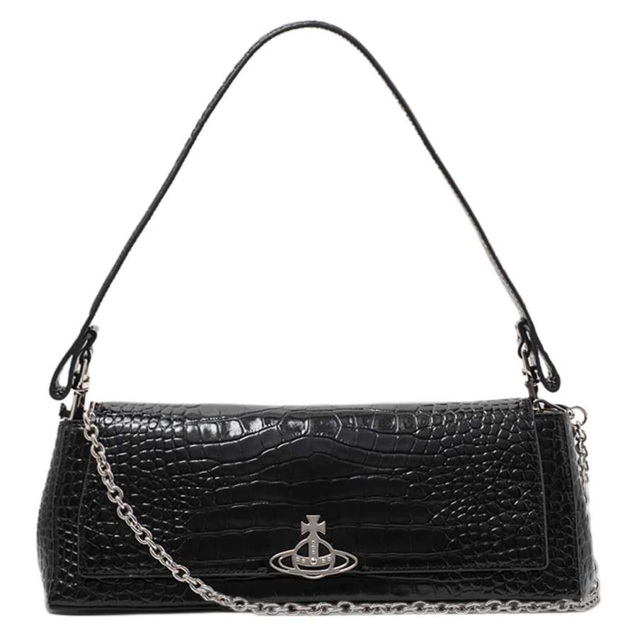 Vivienne Westwood HAZEL Cow Leather One Shoulder Handbag Large Women's Black