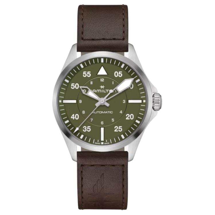 HAMILTON Khaki Aviation Collection Automatic Mechanical Movement 100m Waterproof Unisex Watch 39mm Green Dial