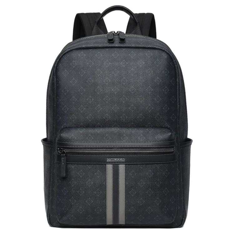 SEPTWOLVES SEPTWOLVES Artificial Leather Backpack Regular Men's Black