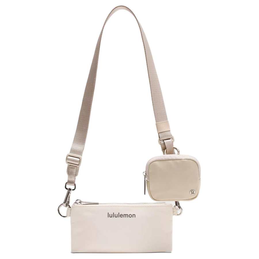 Lululemon Nylon Shoulder Bag, Crossbody Bag Unisex Raw Hemp & Bone