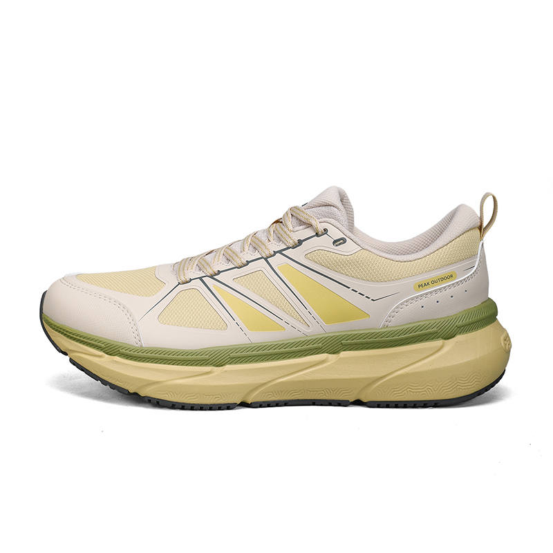 PEAK Cushioning Slip Resistant Abrasion Resistant Low top Trail Running Shoes Men's Beige Yellow Green