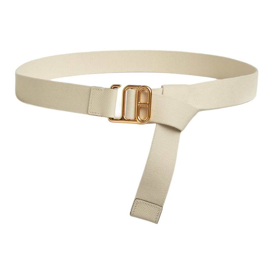 HERMES Ecume Calfskin Belts Women's White 3cm