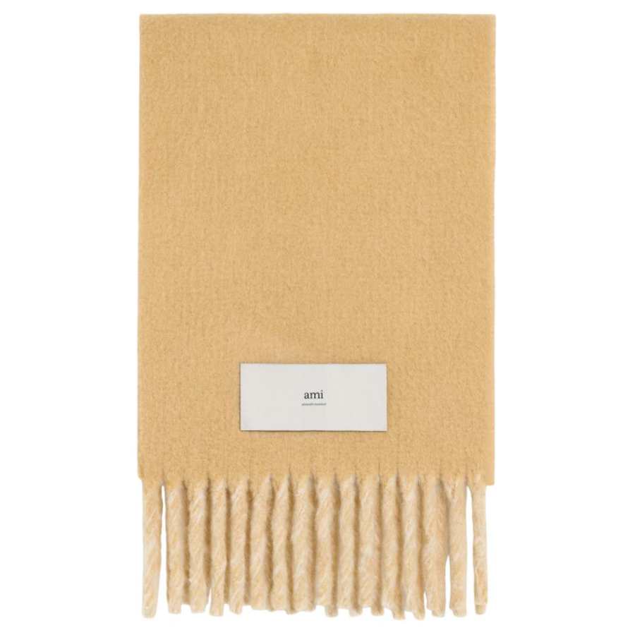 AMIPARIS Ami Logo Tag Fringed Scarf