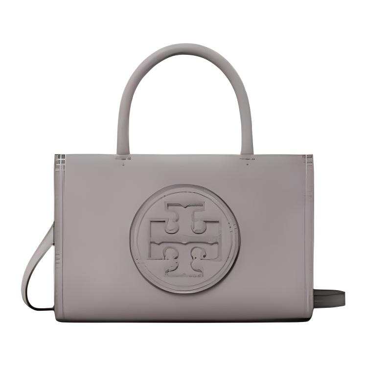 TORY BURCH Ella Synthetic Leather Tote Bag, Shopping Bag, Shoulder Bag, Crossbody Bag, Handbag Mini Women's Gray