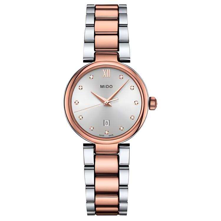 MIDO Baroncelli Collection Quartz Movement Women's Watch 29mm Silver Dial PVD Coating Watch Case