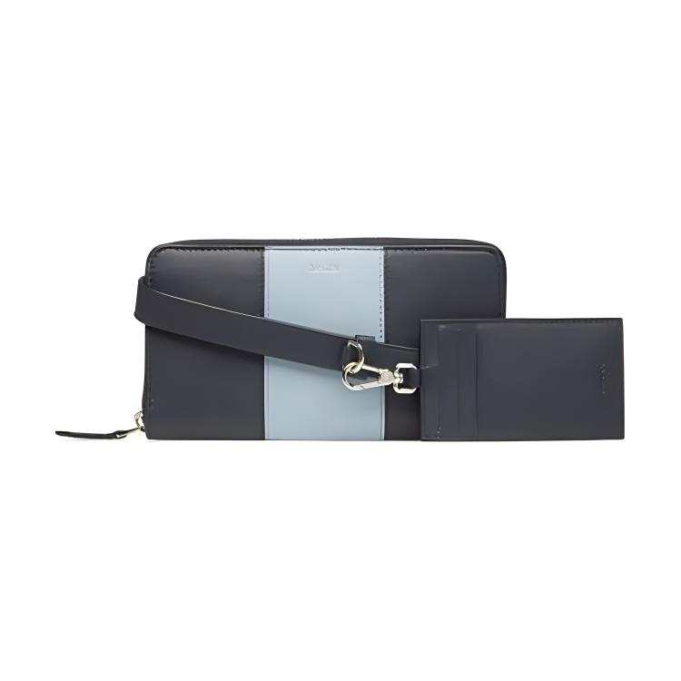 BALLY Cow Leather Combo Bag Card Holder, Wallet Small Men's Black & Blue