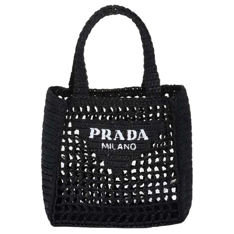 PRADA PRADA Raffia One Shoulder Handbag Women's Black