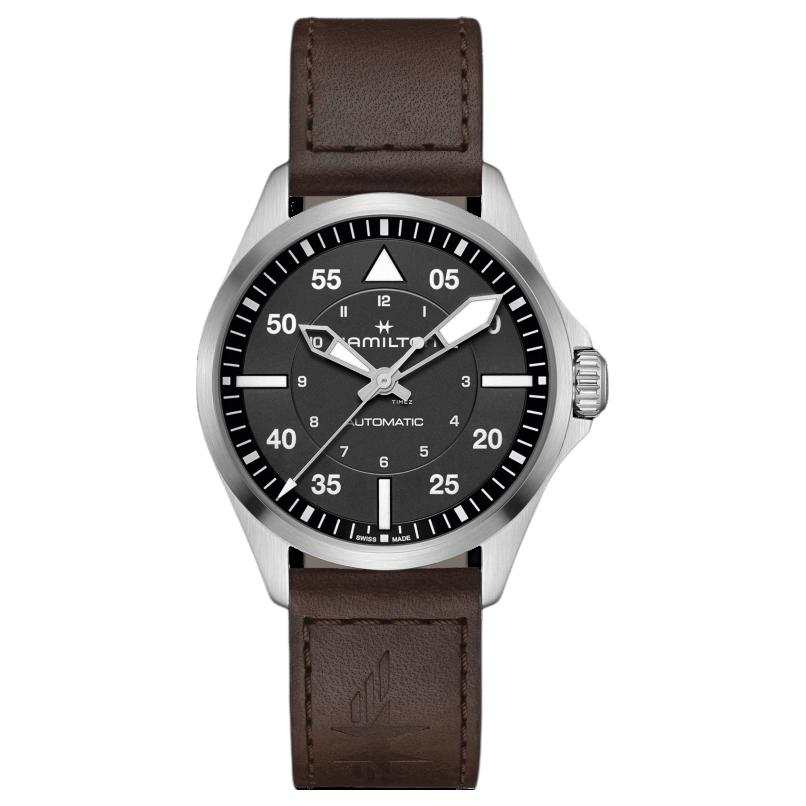 HAMILTON Khaki Aviation Collection Automatic Mechanical Movement 100m Waterproof Unisex Watch 39mm Black Dial