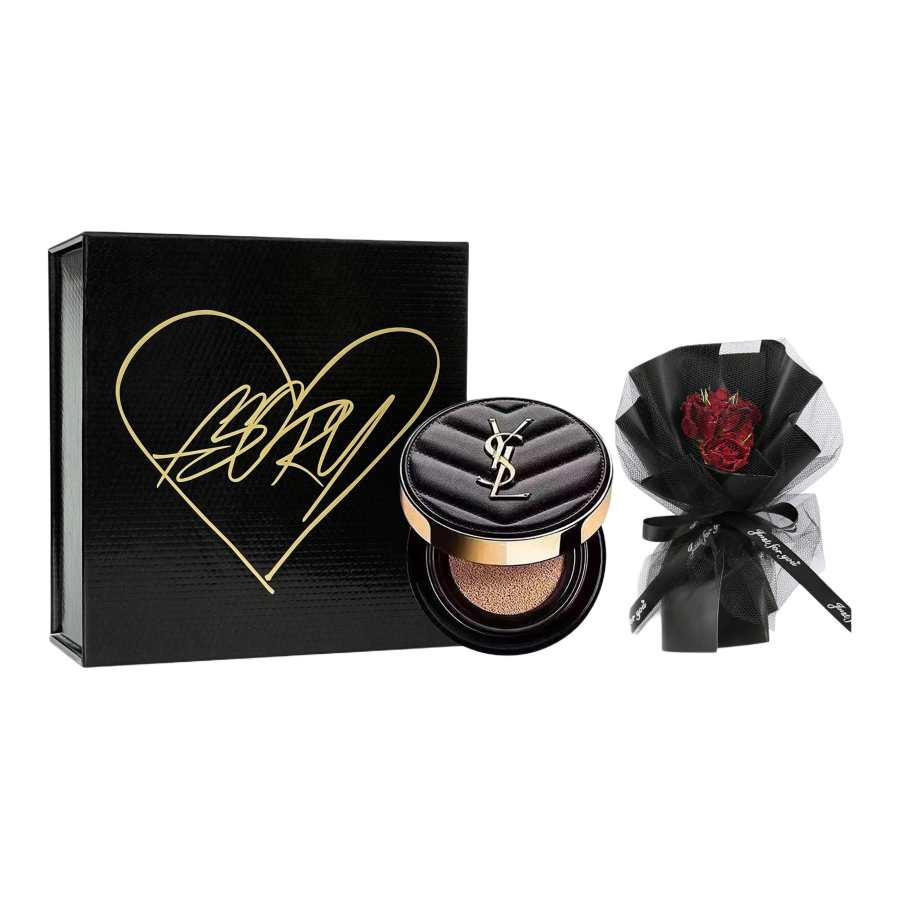 SAINT LAURENT Black Leather Sample Set, Black Gold Bouquet Box Correcting Skin Tone
