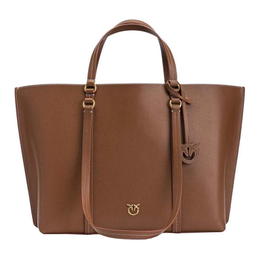 PINKO Cow Leather Handbag Large Women's Umber