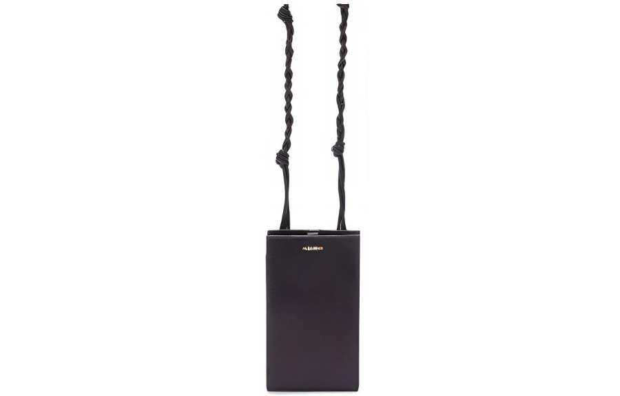 JIL SANDER Calfskin Cell Phone Pouch, Shoulder Bag, Crossbody Bag Women's Black