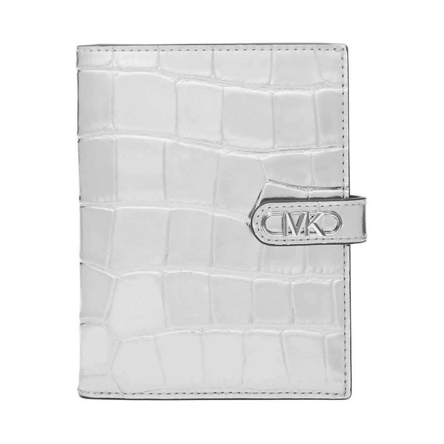 MICHAEL KORS Empire Leather Passport Holder, Wallet Women's Silver