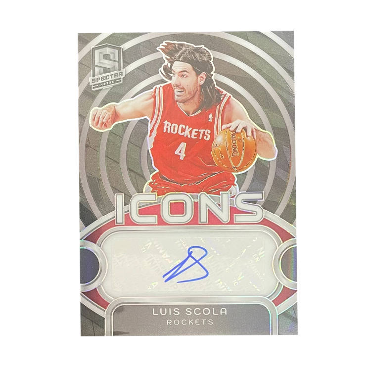 PANINI 2023 24 Luis Scola, Rocket 89/99 Spectra, Signature Icons Refractor, Basketball Card, Card Access Pass