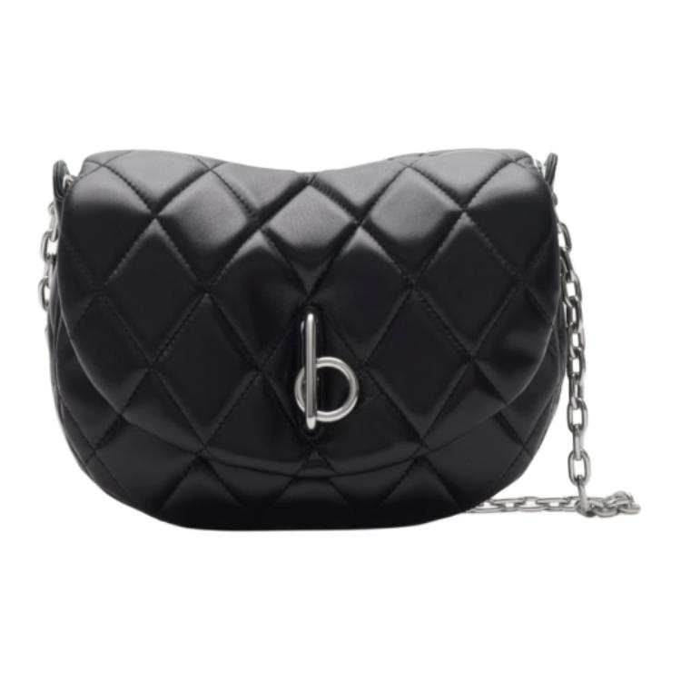 Burberry Rocking Horse Lambskin Shoulder Bag Regular Women's Black