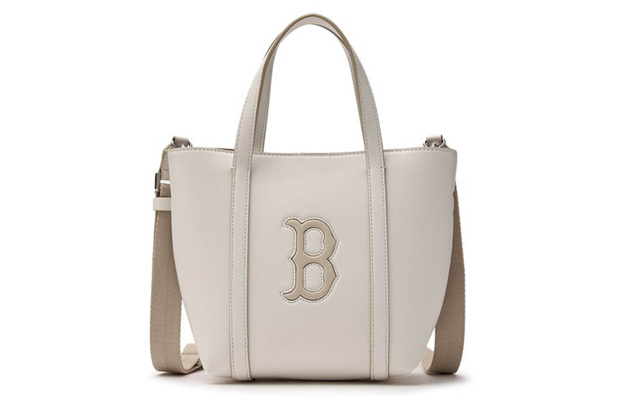 MLB Artificial Leather Tote Basket Bag, Handbag, Shoulder Bag, Crossbody Bag Unisex Dark Cream