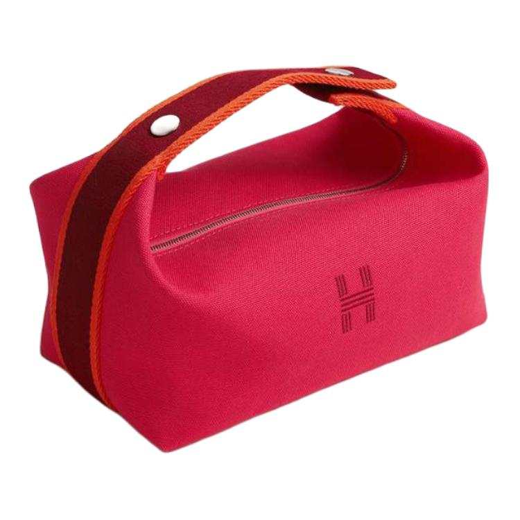 HERMES Cotton Storage Bag, Toiletry Bag Small Unisex Rose Red