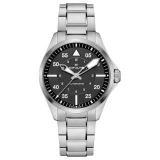 HAMILTON Khaki Aviation, Collection Automatic Mechanical Movement 100m Waterproof Unisex Watch 39mm Black Dial