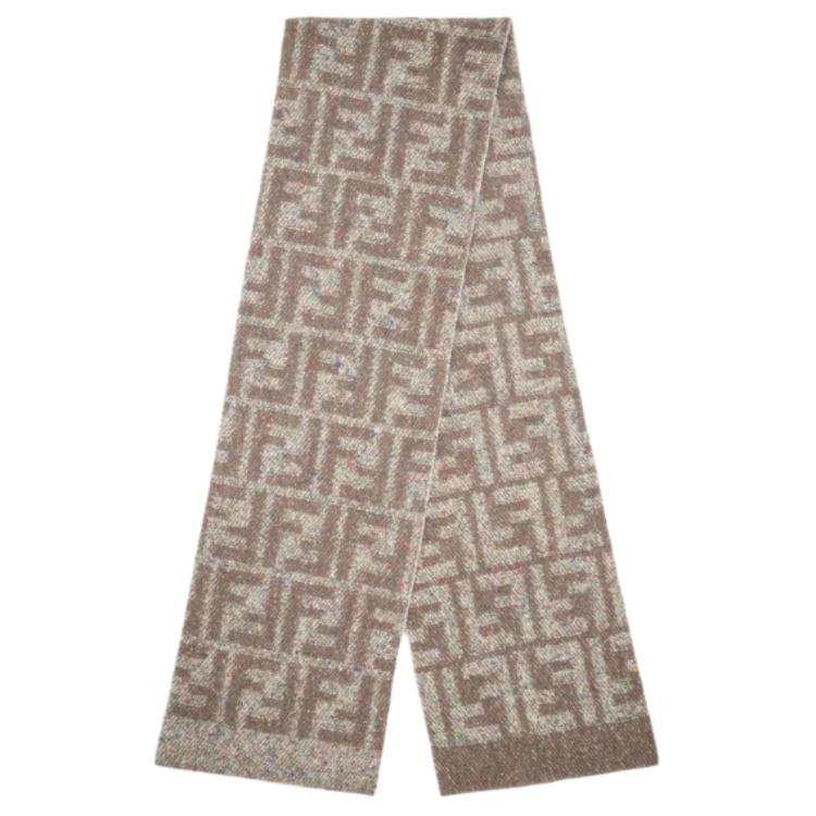 FENDI Mulberry Silk Knit Scarves Unisex Dove Gray