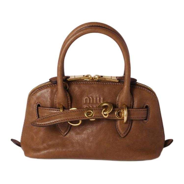MIU MIU Nappa Leather Handbag Mini Women's Oak Tree Brown