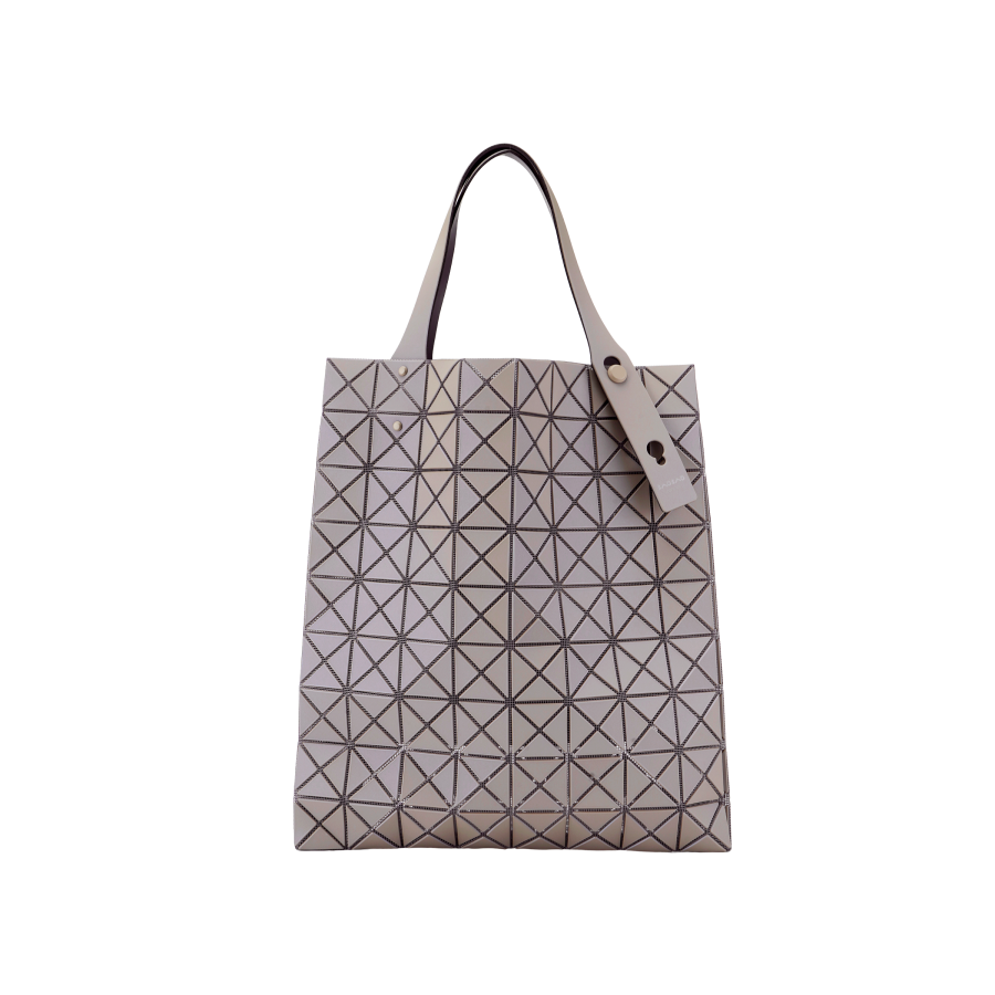 ISSEY MIYAKE Prism Polyester Tote Bag, Shopping Bag, Handbag Women's Gray & Beige