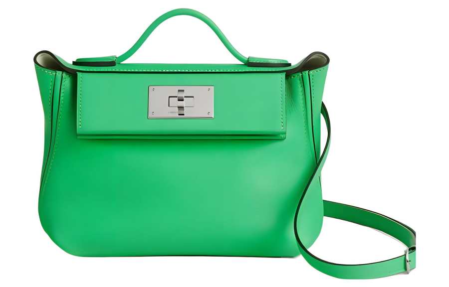 HERMES 24/24 Evercolor & Swift Calfskin Handbag Mini Women's Comic Green