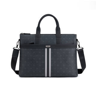 HLA Cow Leather Briefcase, Shoulder Bag, Crossbody Bag, Handbag Regular Men's Black