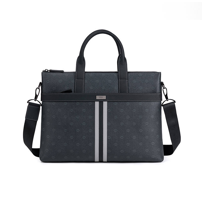 HLA Cow Leather Briefcase, Shoulder Bag, Crossbody Bag, Handbag Regular Men's Black