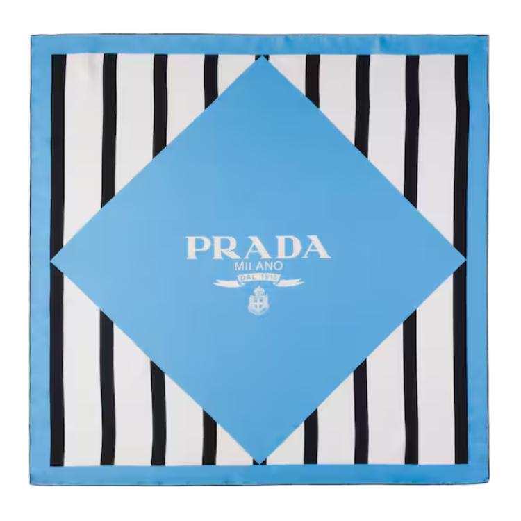 PRADA PRADA Silk Scarves Women's Sea Blue
