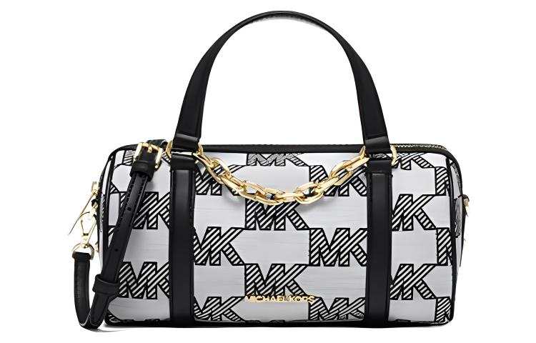 MICHAEL KORS Zooey Fabric+Artificial Leather Boston Bag, Handbag, Shoulder Bag, Crossbody Bag Medium Women's