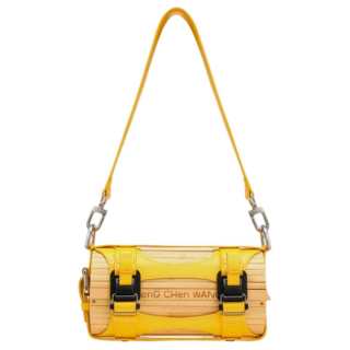 Feng Chen Wang Natural Bamboo With Synthetic Leather Bamboo Bag, Shoulder Bag, Crossbody Bag Large Unisex Yellow