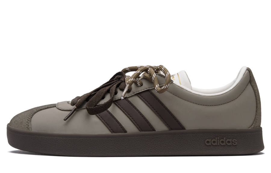 Adidas Adidas VL COURT 2.0 Slip Resistant Cushioning Abrasion Resistant Low top Skateboard Shoes Unisex Gray Brown