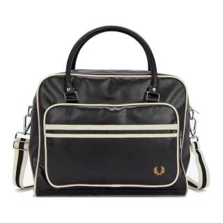 FRED PERRY Recycled Polyester Handbag, Shoulder Bag, Crossbody Bag, Travel Bag Men's Black