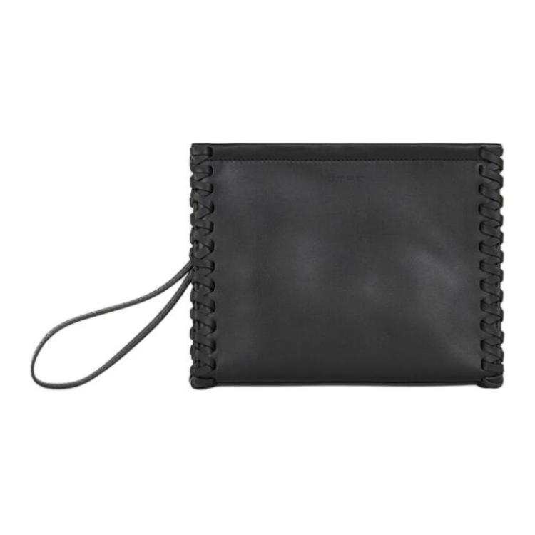 ETRO Zip Closure Leather Clutch Medium Women's Black