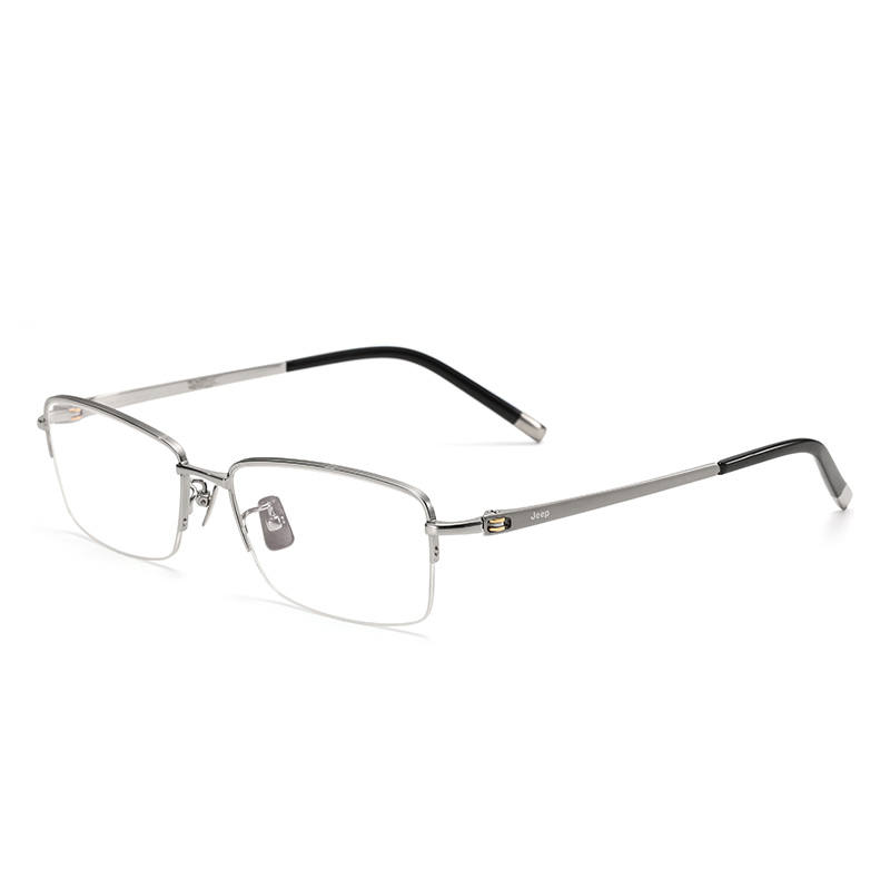 Jeep Jeep Titanium Alloy Square Eyeglass Frames Men's Black