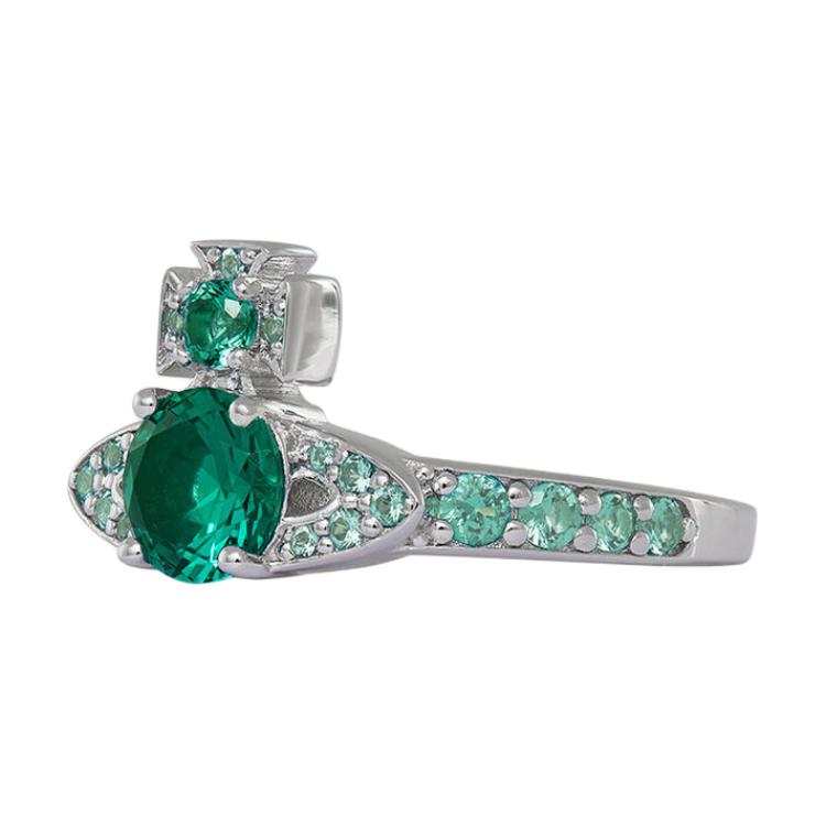 Vivienne Westwood Crystal Rings Unisex Silver/Green