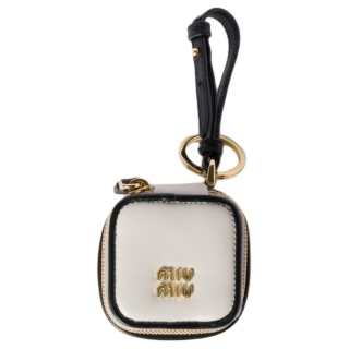 MIU MIU Leather Bag Accessory Women's Chalk White & Black