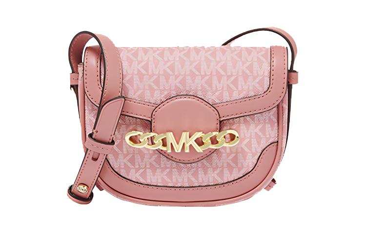 MICHAEL KORS Hally Cow Leather Saddle Bag, Shoulder Bag, Crossbody Bag Extra Small Women's Rose Pink