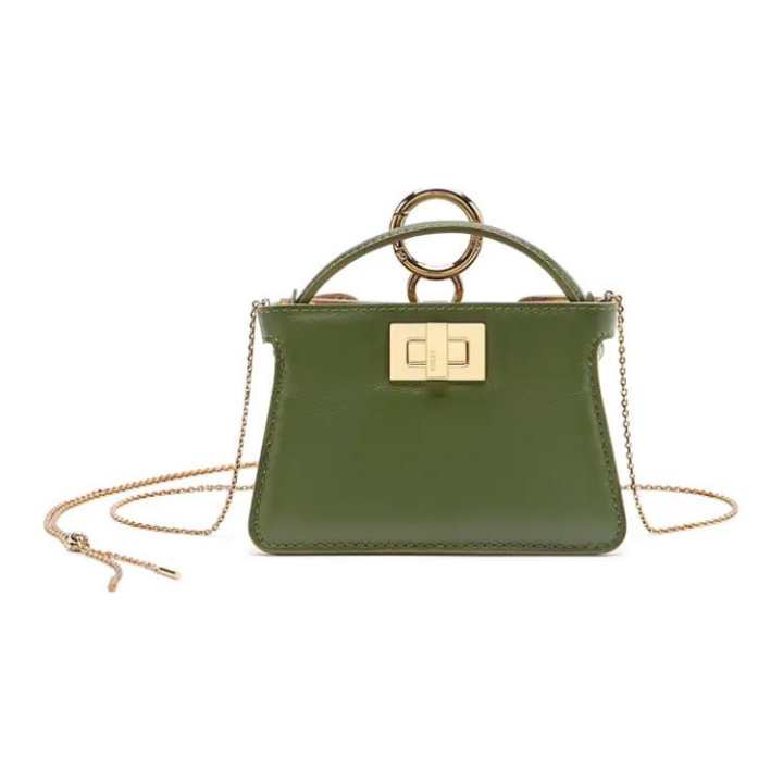 FENDI FENDI Nano Peekaboo Charm Crossbody Bag Green