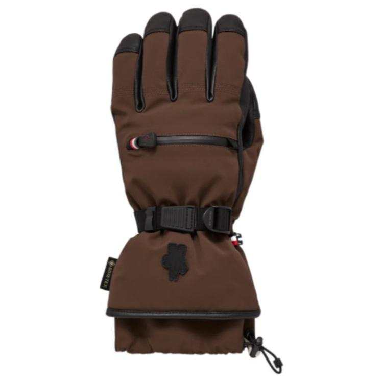 Moncler Grenoble Nylon, Silicone, Sheepskin, Polyamide, Elastane, Polyester, Cotton, Fabric Gloves Men's Brown
