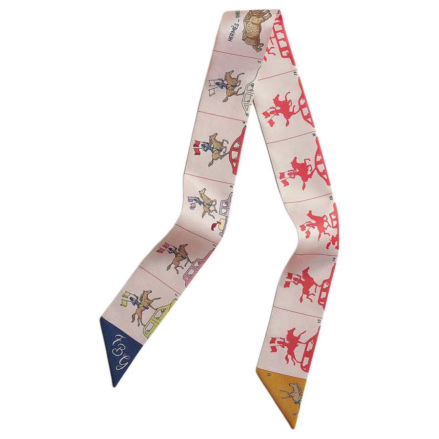 HERMES Mulberry Silk Small Silk Scarves Women's Light Rose