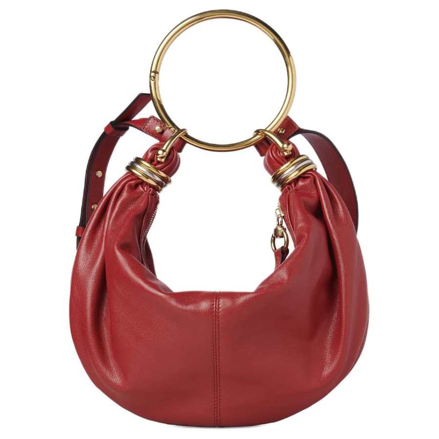 Chloé Chloe Calfskin Shoulder Bag, Crossbody Bag, Handbag Small Women's Red