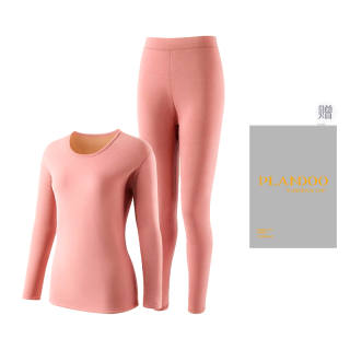 PLANDOO Thickened And Fleece Lined Seamless Solid Color Dralon Constant Temperature Regulating Base Layer Thermal Set