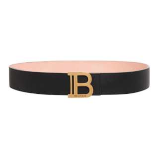 BALMAIN Brand Logo Cow Leather Belts Women's Black Width 4cm