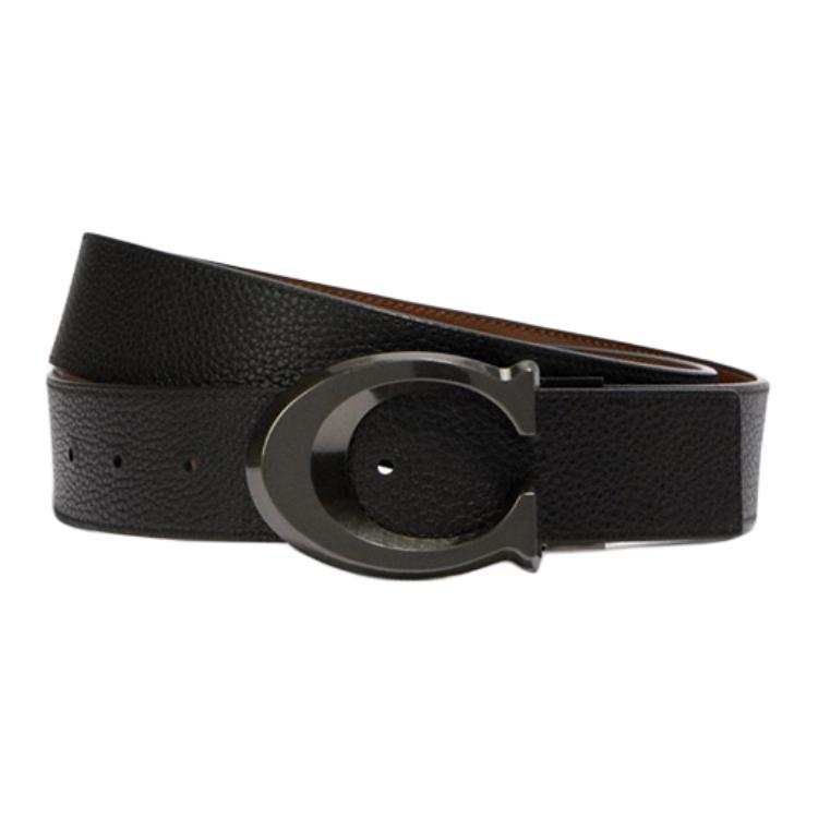 COACH COACH Cow Leather Belts Men's Dark Brown Width 3.8CM