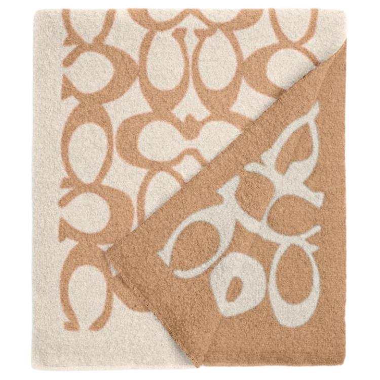 COACH COACH Sheep Wool Knit Scarves Women's White